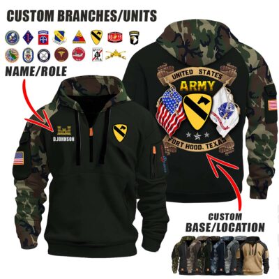 Custom US Military Units V3 Dual Flag Halfzip Hoodie 1 1