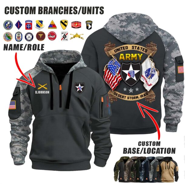 Custom US Military Units V3 Dual Flag Halfzip Hoodie 3 1