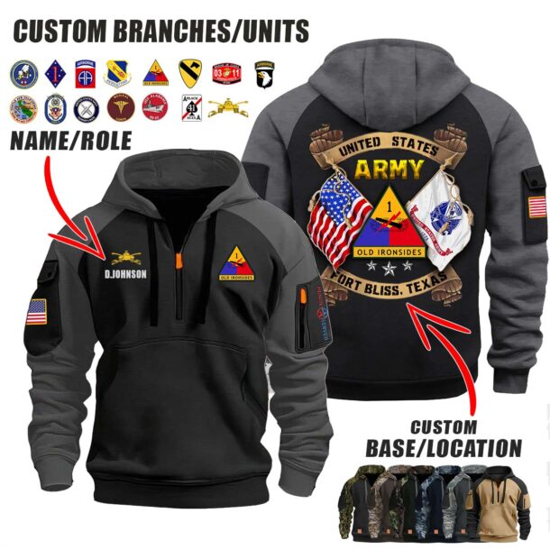 Custom US Military Units V3 Dual Flag Halfzip Hoodie 4 1