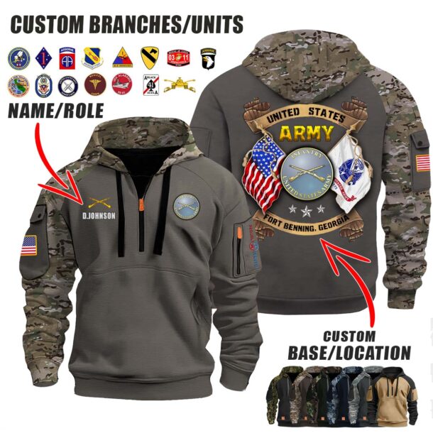 Custom US Military Units V3 Dual Flag Halfzip Hoodie 8