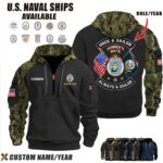 Custom US Naval Ships N1 Once A Sailor Halfzip Hoodie 5