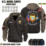 Custom US Naval Ships N2 Once Navy Dual Flag Halfzip Hoodie 4