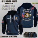 Custom US Naval Ships N2 Once Navy Dual Flag Halfzip Hoodie 7