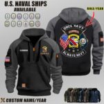Custom US Naval Ships N2 Once Navy Dual Flag Halfzip Hoodie 9
