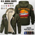 Custom US Naval Ships Sunset Fleece Zip Hoodie 1