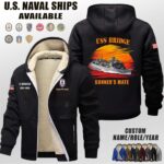 Custom US Naval Ships Sunset Fleece Zip Hoodie 2