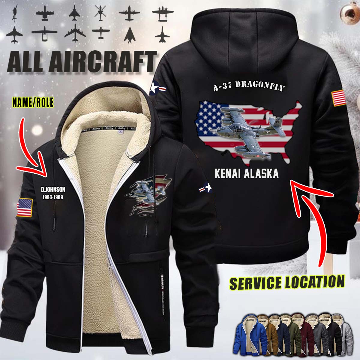 A-37 Dragonfly A37_Flag Fleece Zip Hoodie