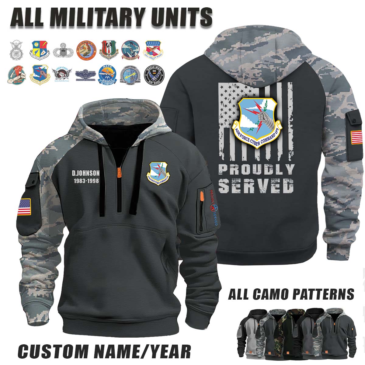 AFCYBER (P) Air Force Cyber Command (Provisional)_Camo Halfzip Hoodie