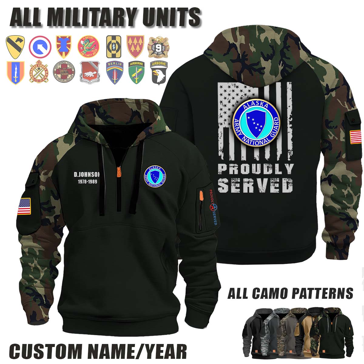 Alaska Army National Guard_Camo Halfzip Hoodie