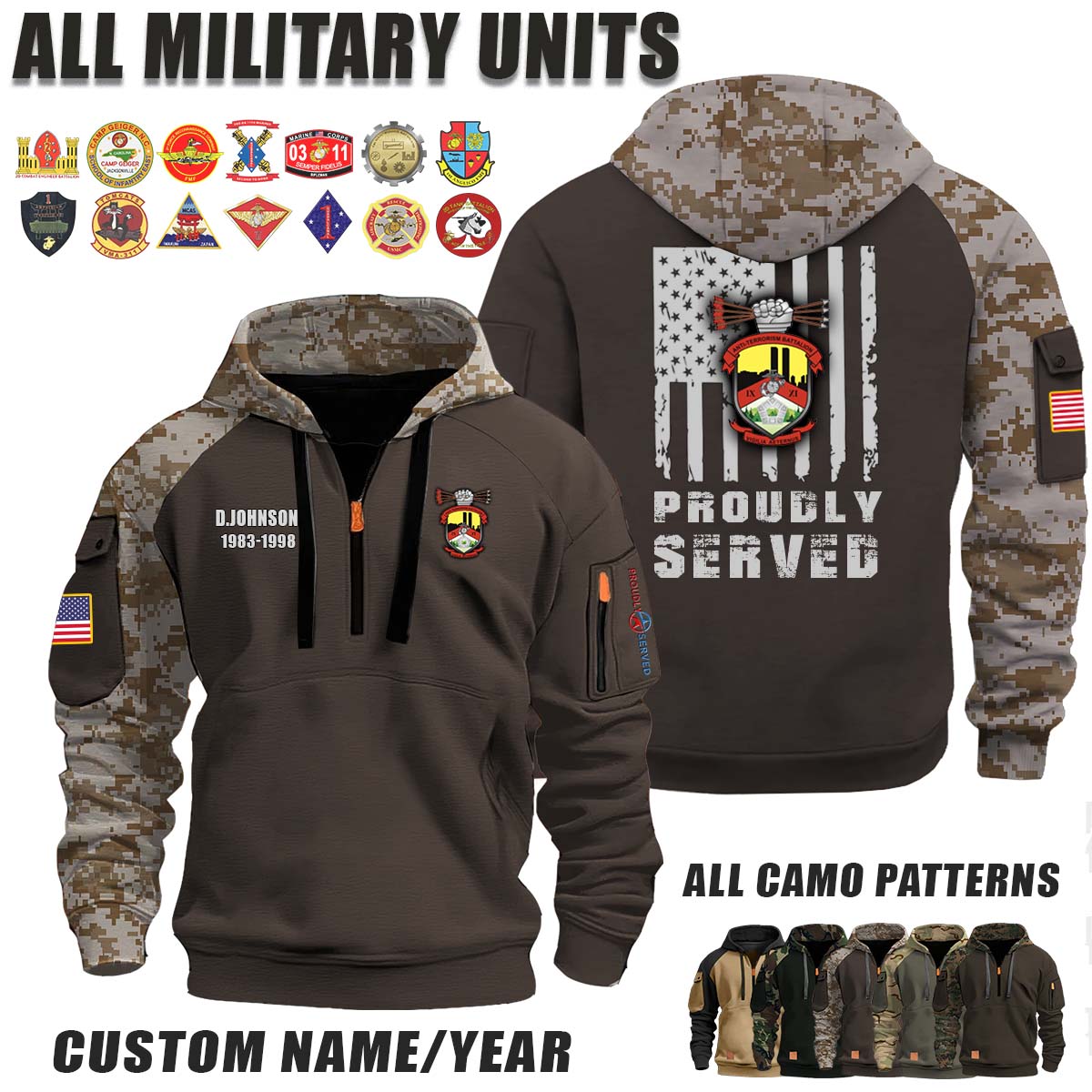 Anti-Terrorism Battalion_Camo Halfzip Hoodie