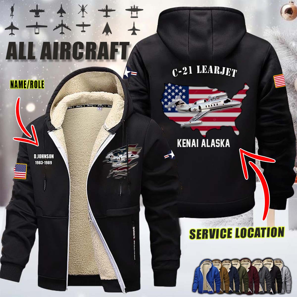 C-21 Learjet C21 USAF_Flag Fleece Zip Hoodie