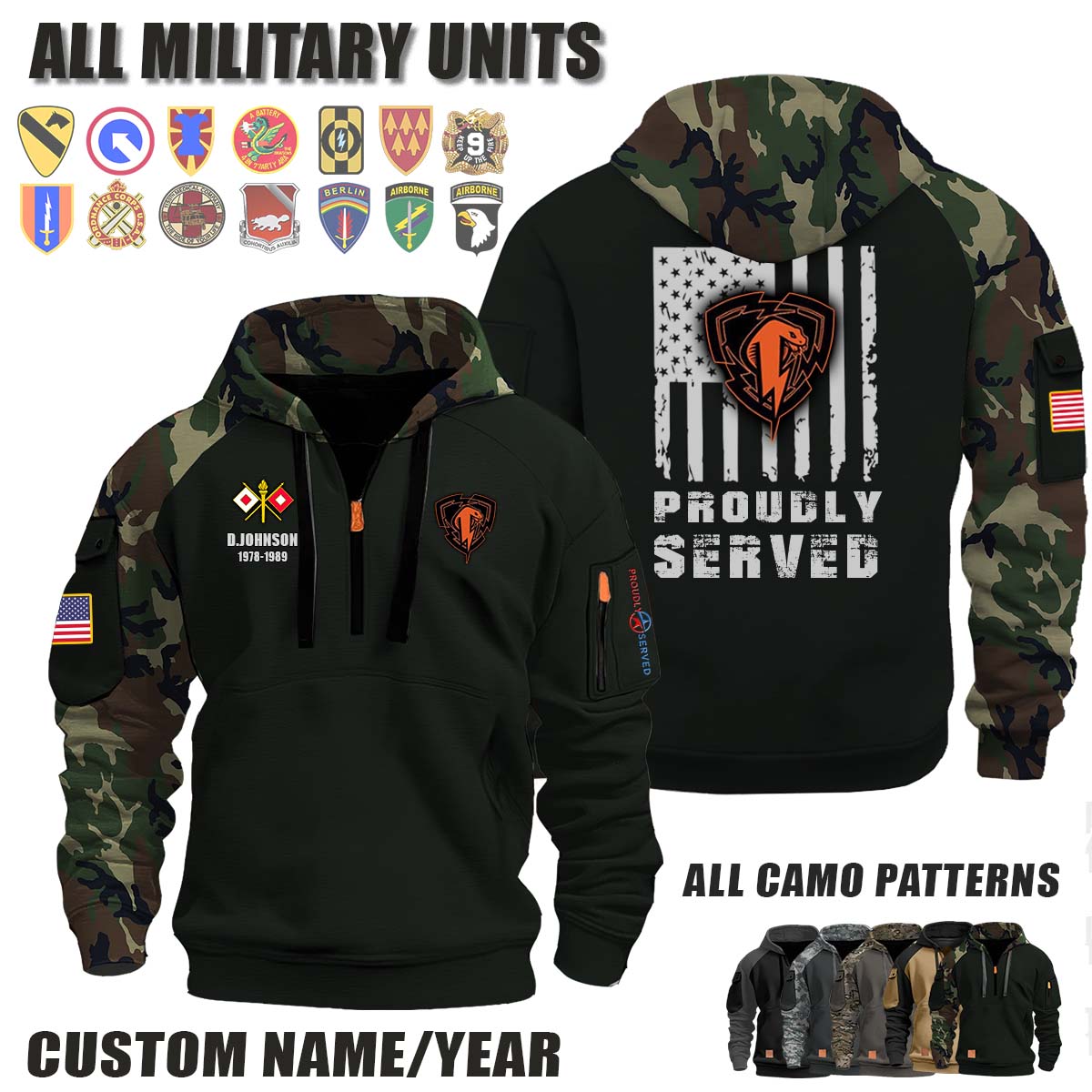 Charlie Company 304th ESB-E_Camo Halfzip Hoodie