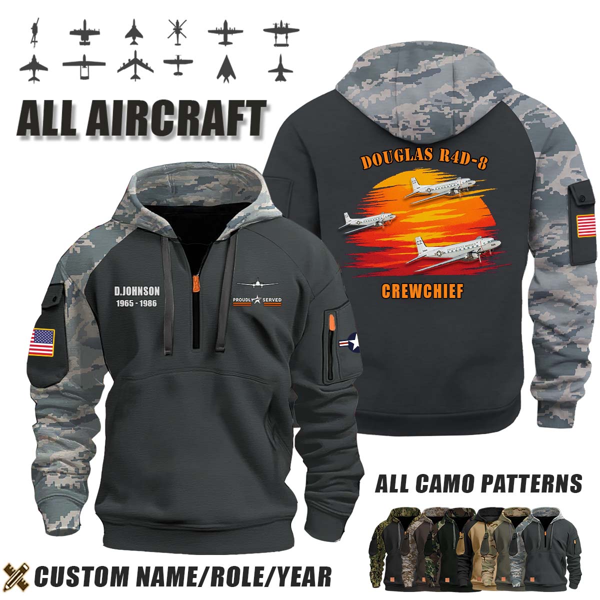 Douglas R4D-8 (C-117D) R4D8 (C117D)_Sunset Camo Halfzip Hoodie