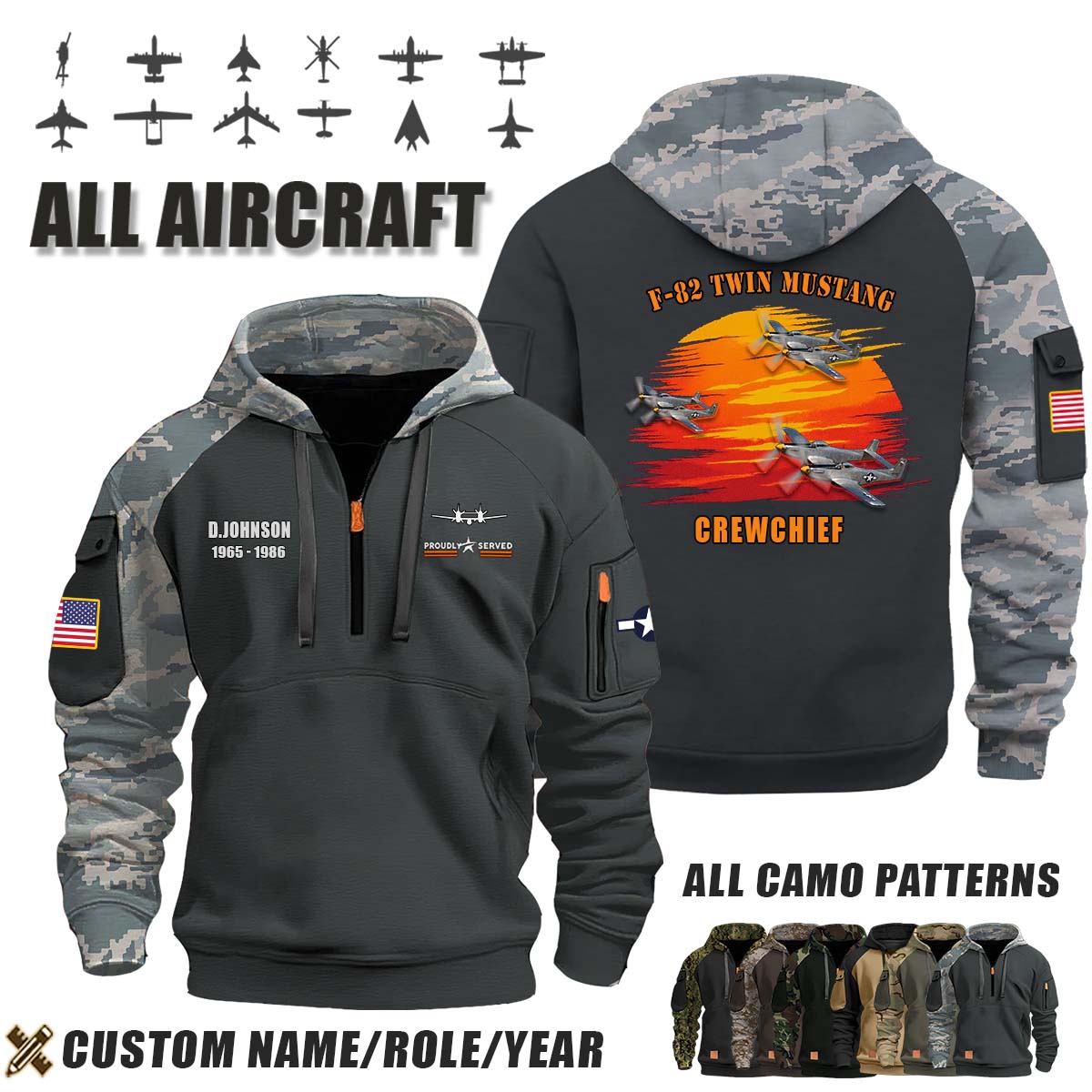 F-82 Twin Mustang F82_Sunset Camo Halfzip Hoodie