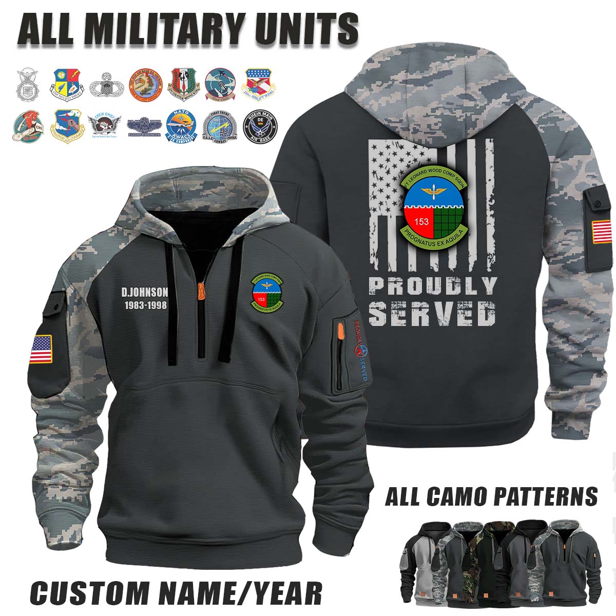 Fort Leonard Wood Composite Squadron MO-153_Camo Halfzip Hoodie