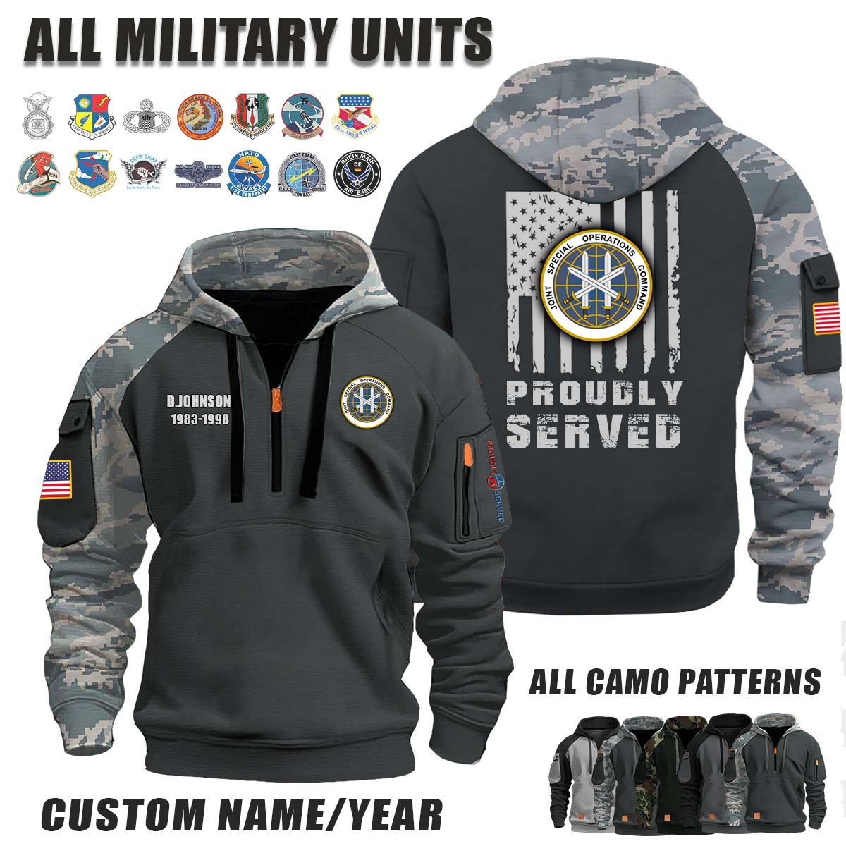 JSOC Joint Special Operations Command_Camo Halfzip Hoodie