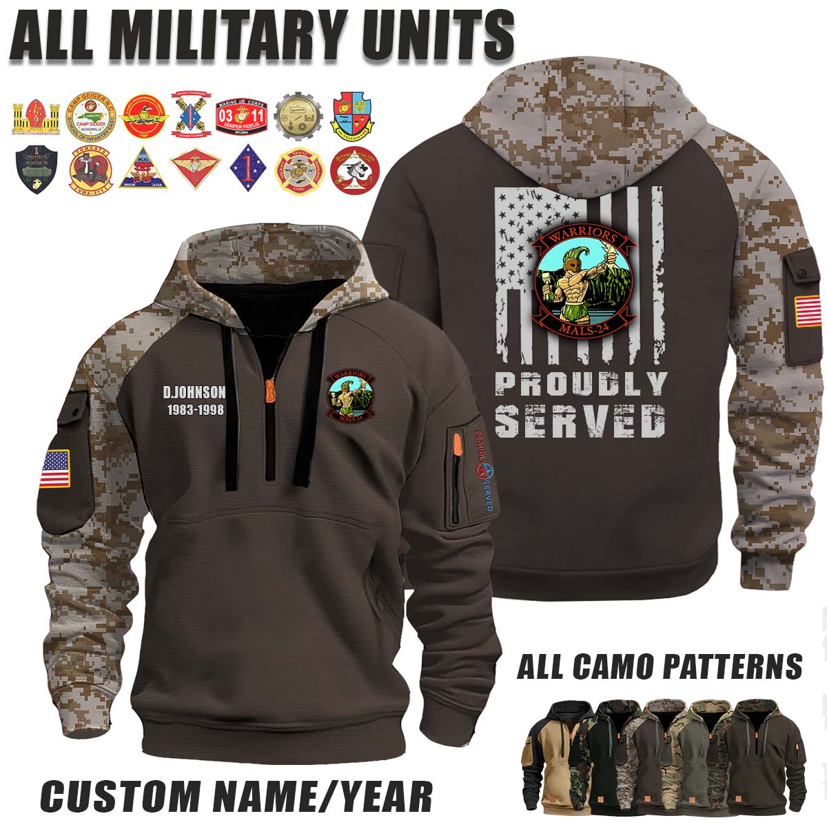 MALS-24 Warriors_Camo Halfzip Hoodie