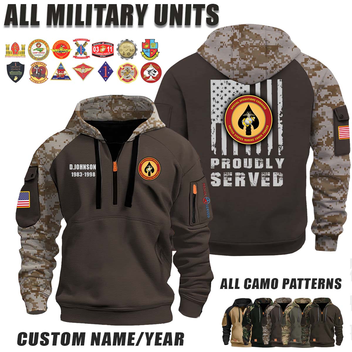 MARSOC Marine Special Operations Command_Camo Halfzip Hoodie