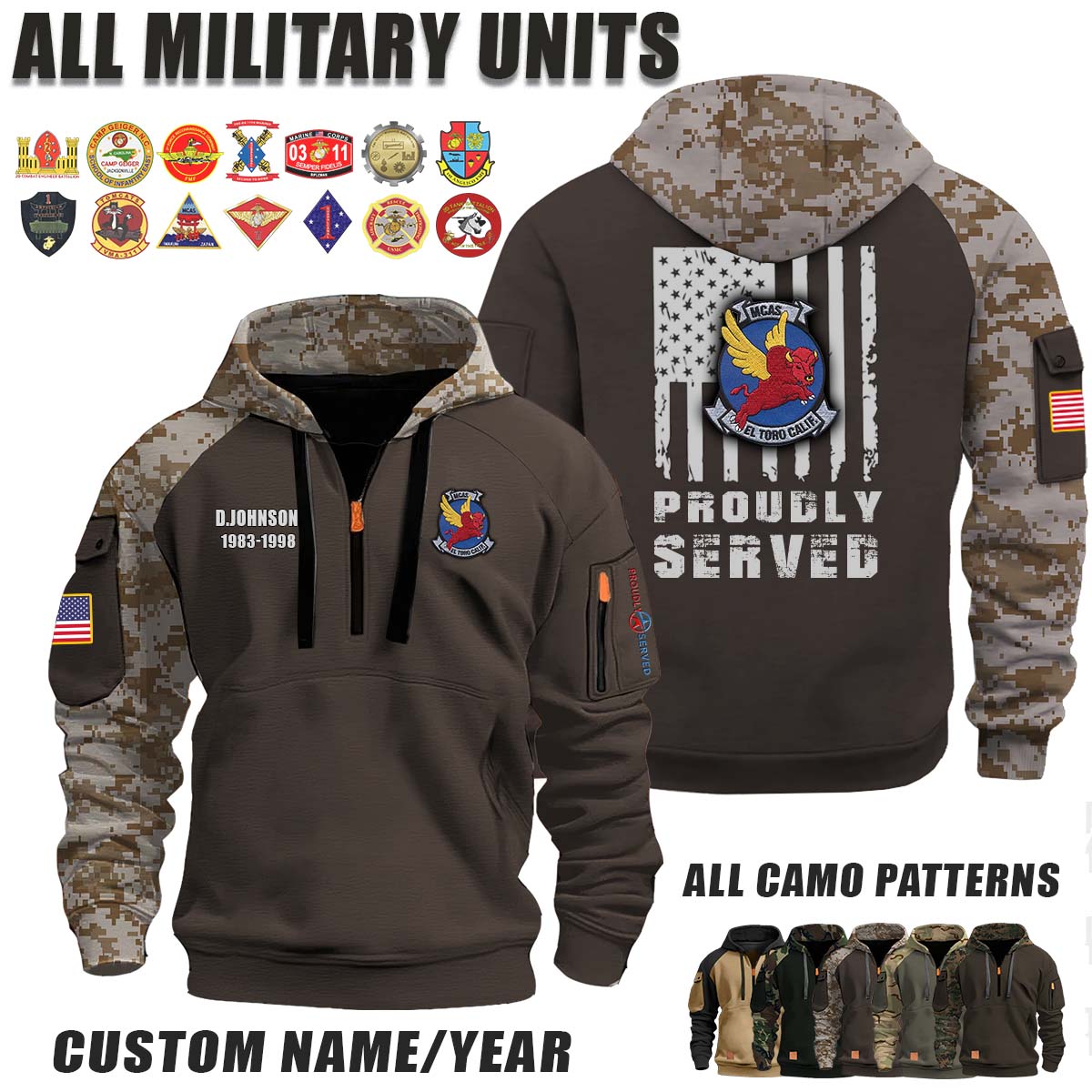 MCAS El Toro Marine Corps Air Station El Toro_Camo Halfzip Hoodie