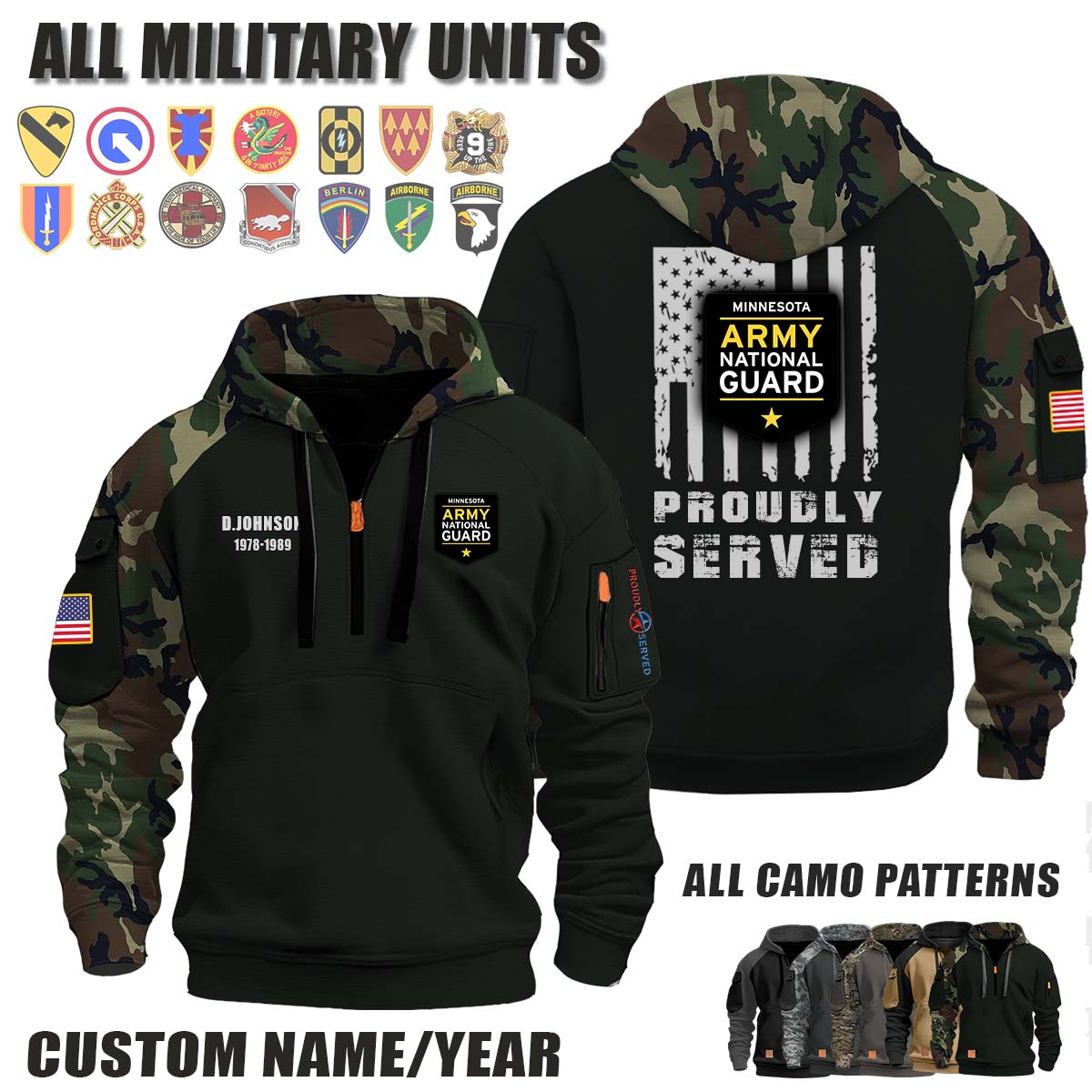MNARNG Minnesota Army National Guard_Camo Halfzip Hoodie