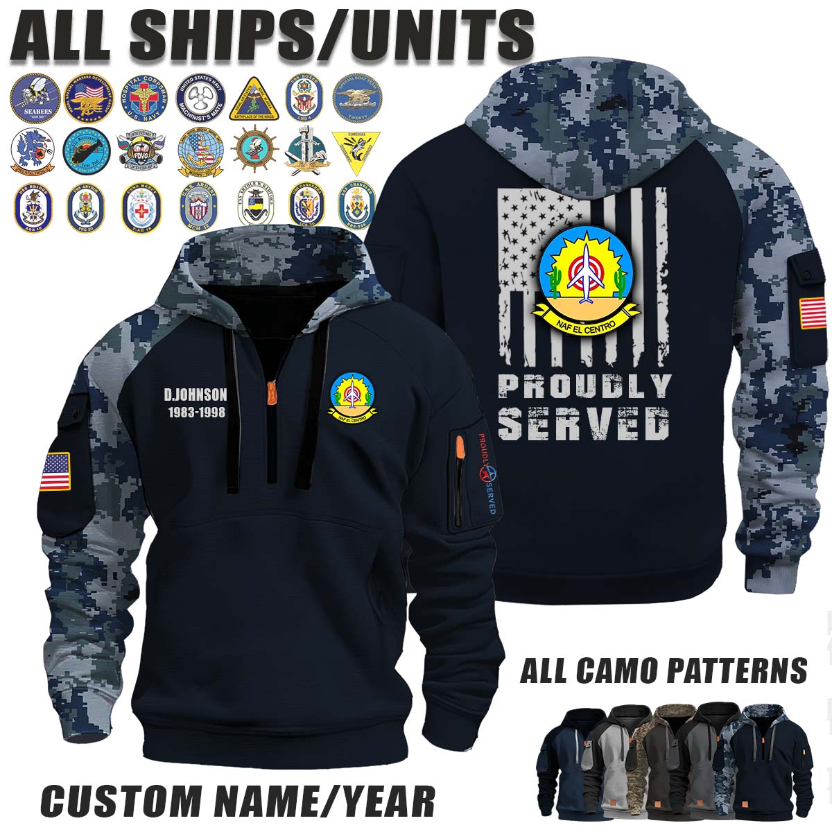 NAF Naval Air Facility El Centro_Camo Halfzip Hoodie