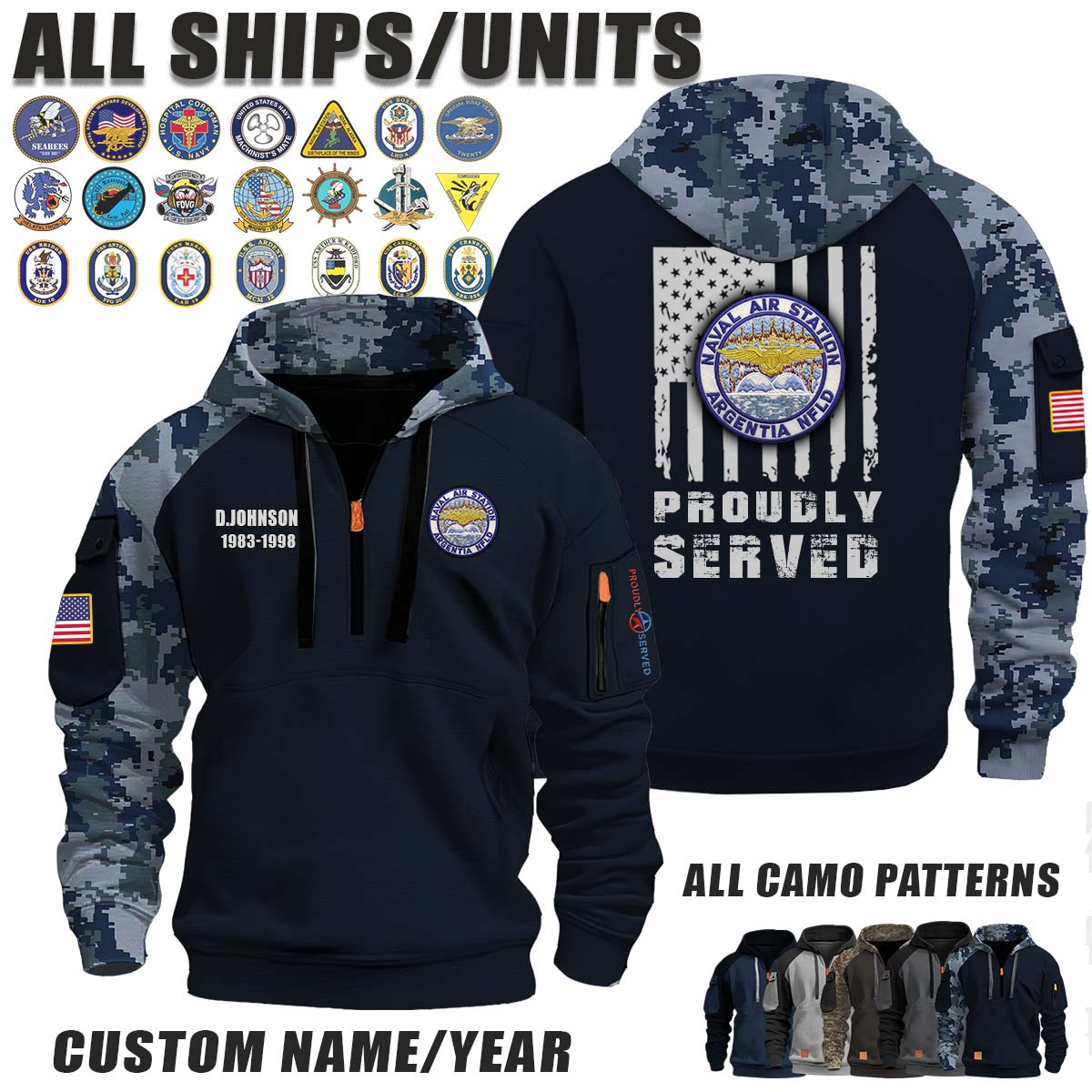 NAS Naval Air Station Argentia_Camo Halfzip Hoodie