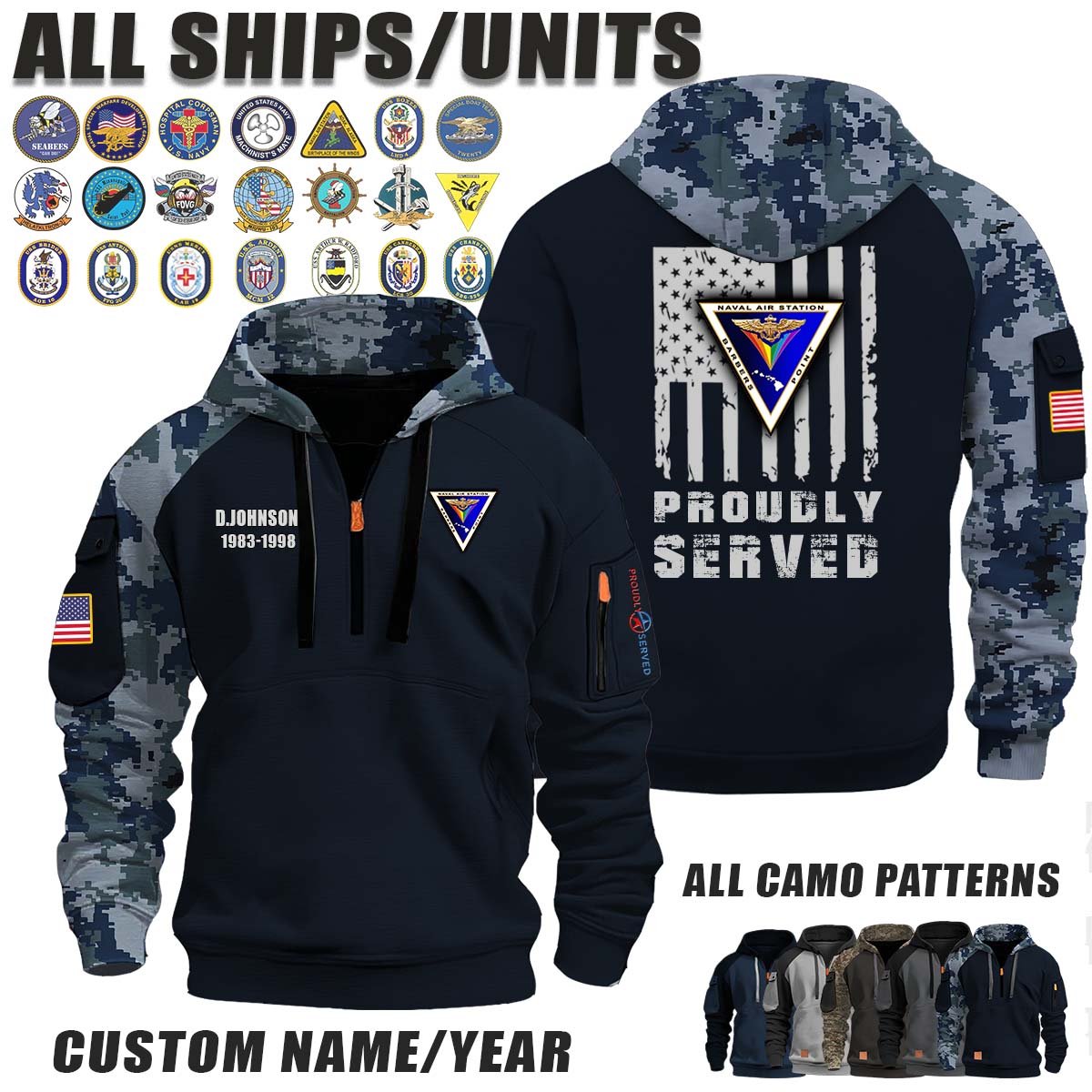 NAS Naval Air Station Barbers Point_Camo Halfzip Hoodie