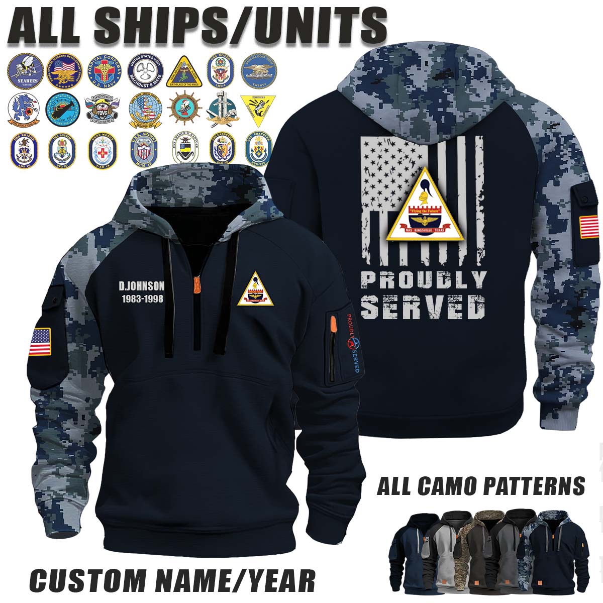 NAS Naval Air Station Kingsley_Camo Halfzip Hoodie