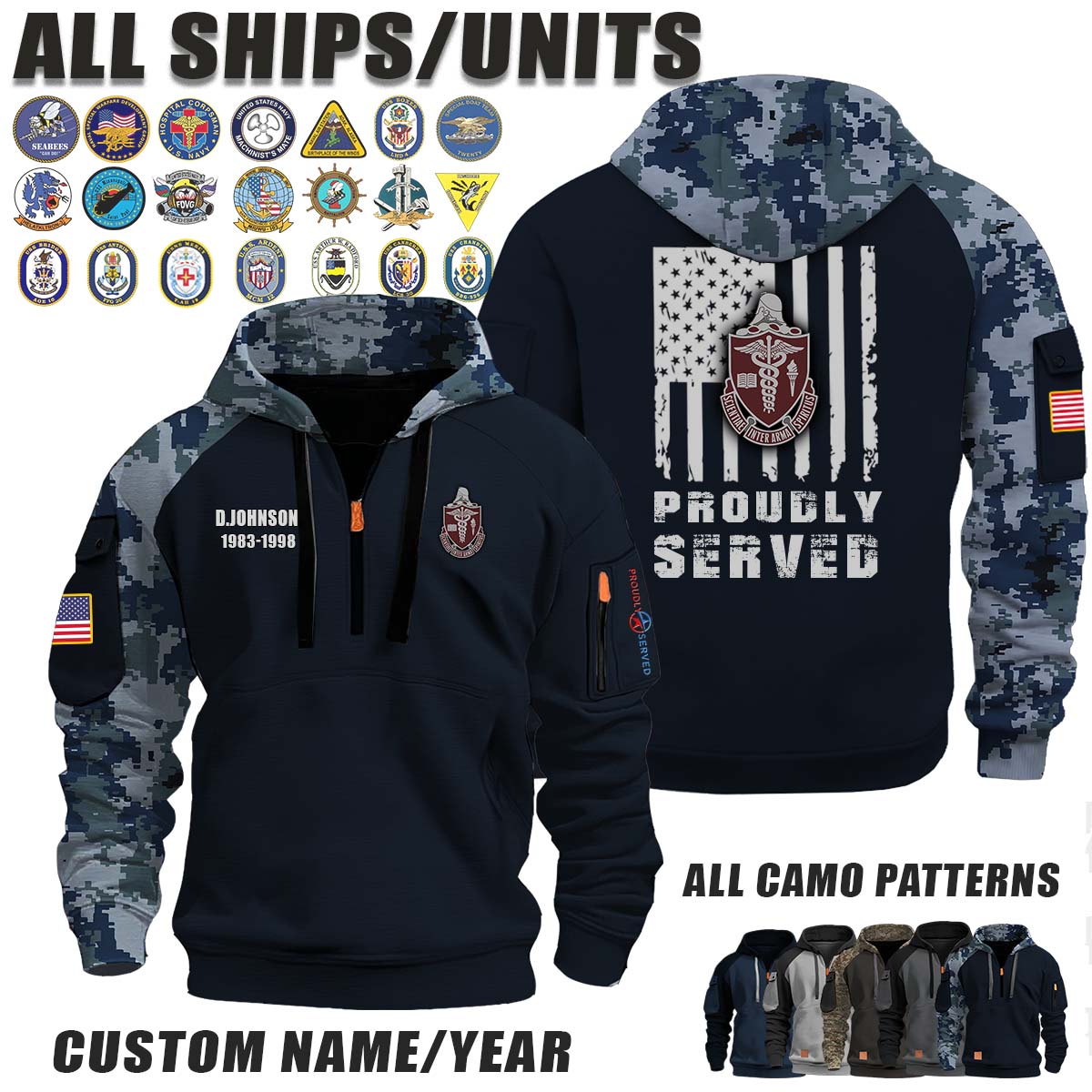 National Naval Medical Center_Camo Halfzip Hoodie
