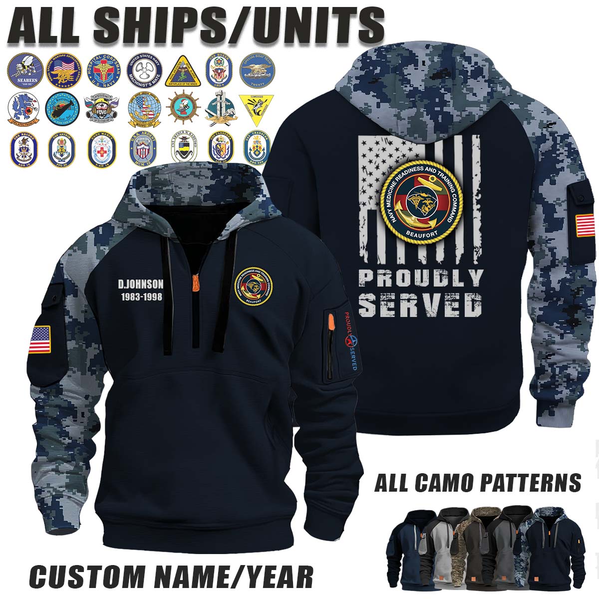 Naval Hospital Beaufort_Camo Halfzip Hoodie