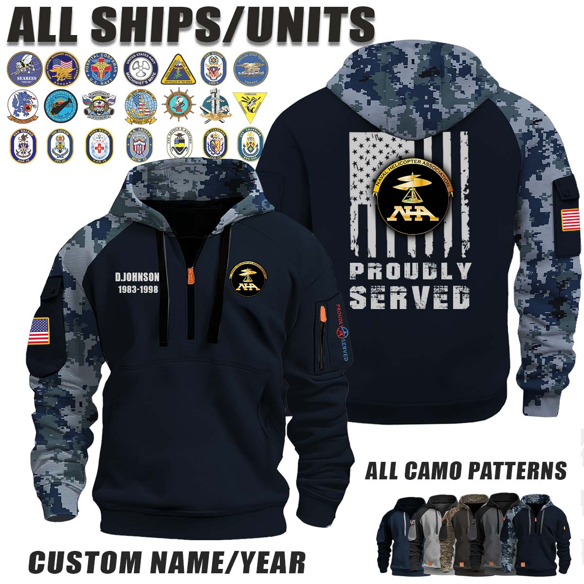 NHA Naval Helicopter Association_Camo Halfzip Hoodie