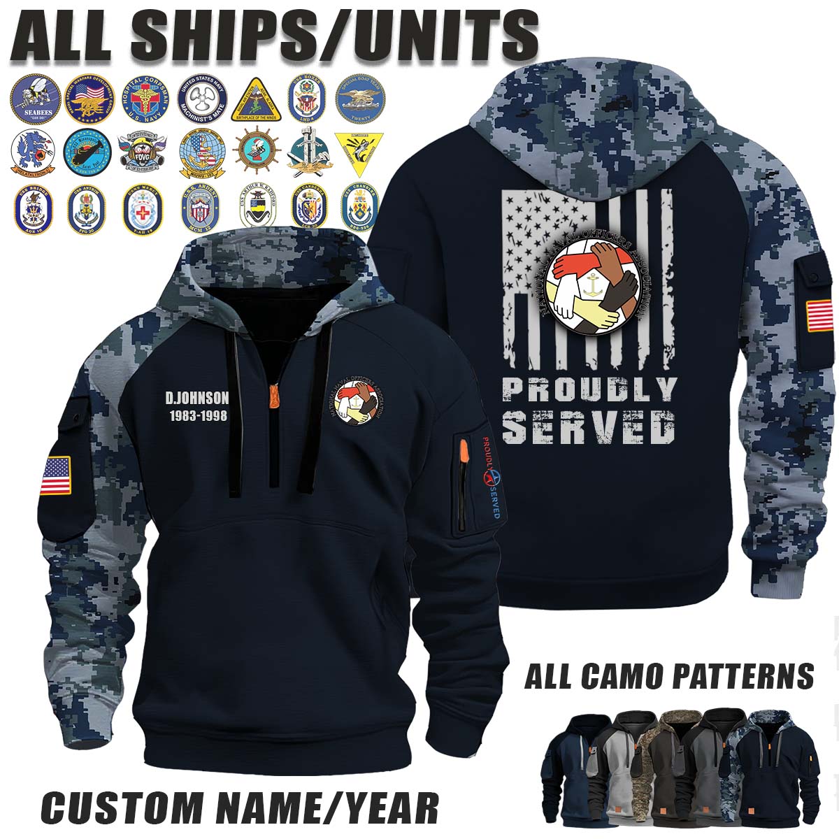 NNOA National Naval Officers Association_Camo Halfzip Hoodie