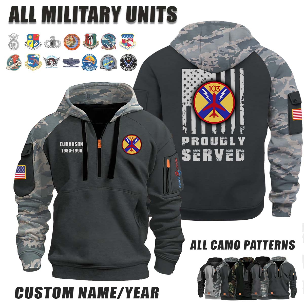 Philadelphia Composite Squadron 103_Camo Halfzip Hoodie