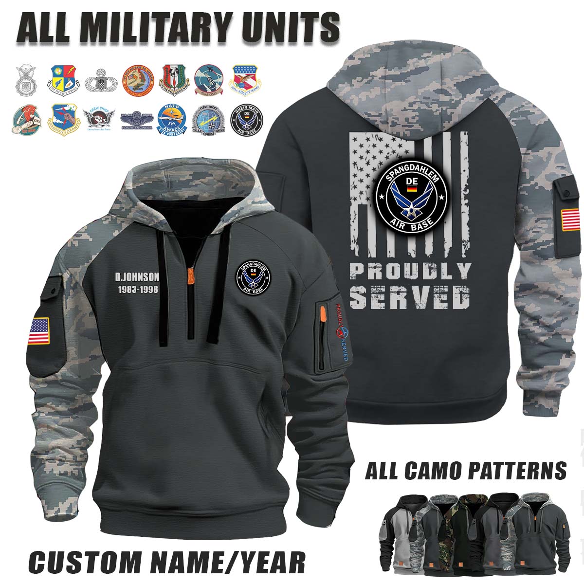 Spangdahlem AB Air Base, DE_Camo Halfzip Hoodie