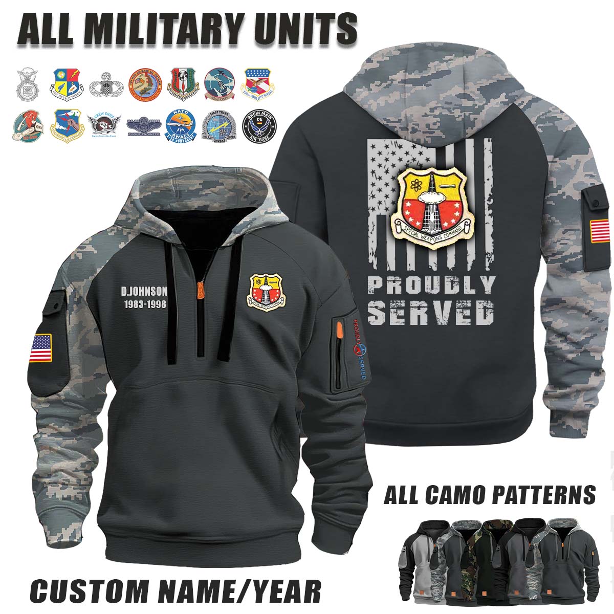 SWC Special Weapons Command_Camo Halfzip Hoodie
