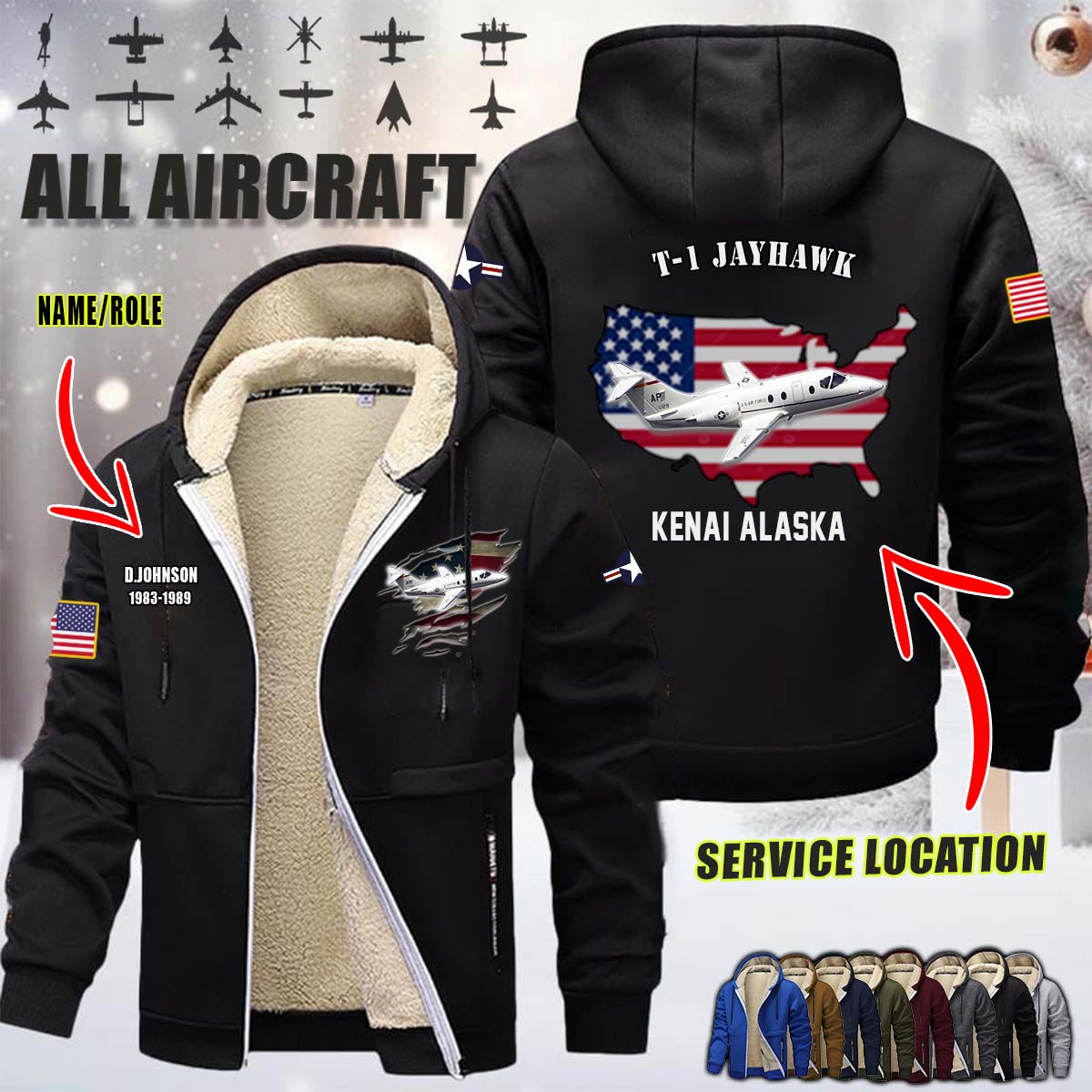 T-1 Jayhawk T1 USAF_Flag Fleece Zip Hoodie