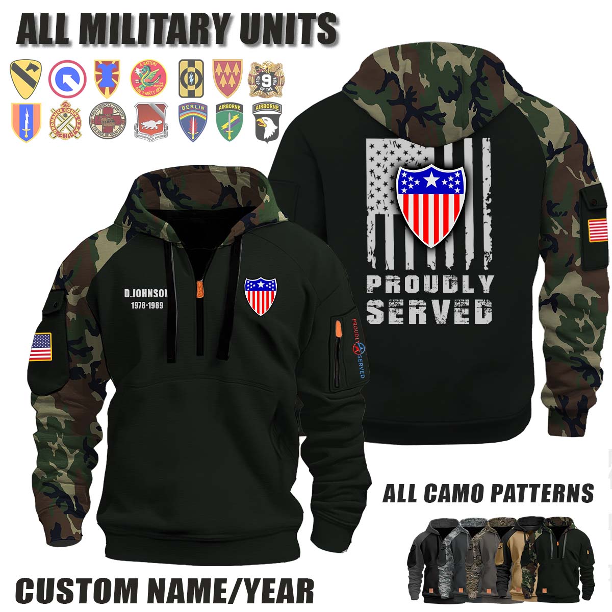 US Army Adjutant General's Corps_Camo Halfzip Hoodie