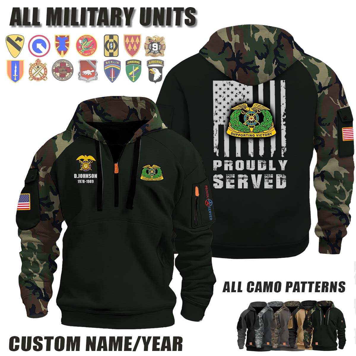 US ARMY QUARTERMASTER CORPS (QM CORPS)_Camo Halfzip Hoodie