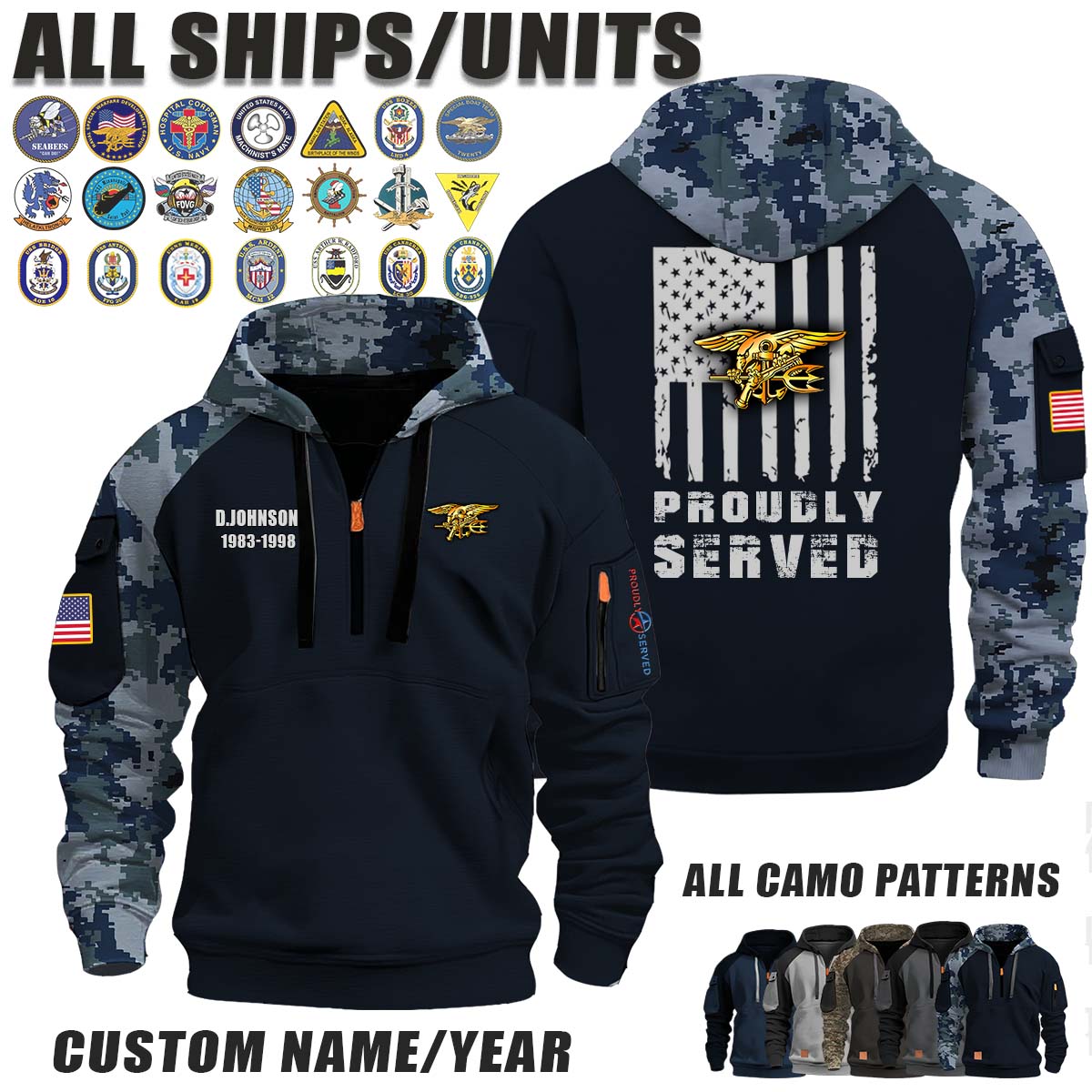 US Navy Seals SPECWAR_Camo Halfzip Hoodie