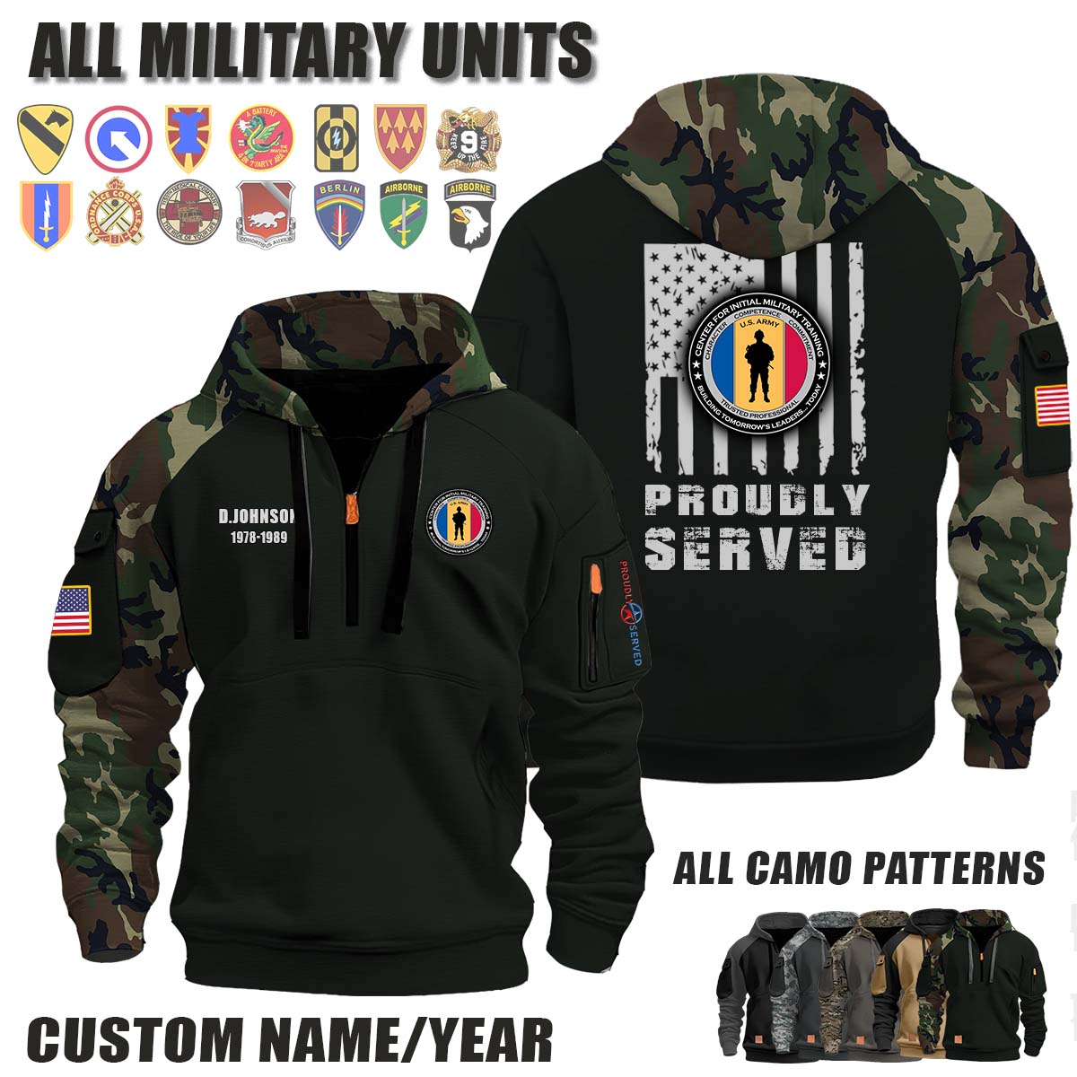 USACIMT United States Army Center for Initial Military Training_Camo Halfzip Hoodie
