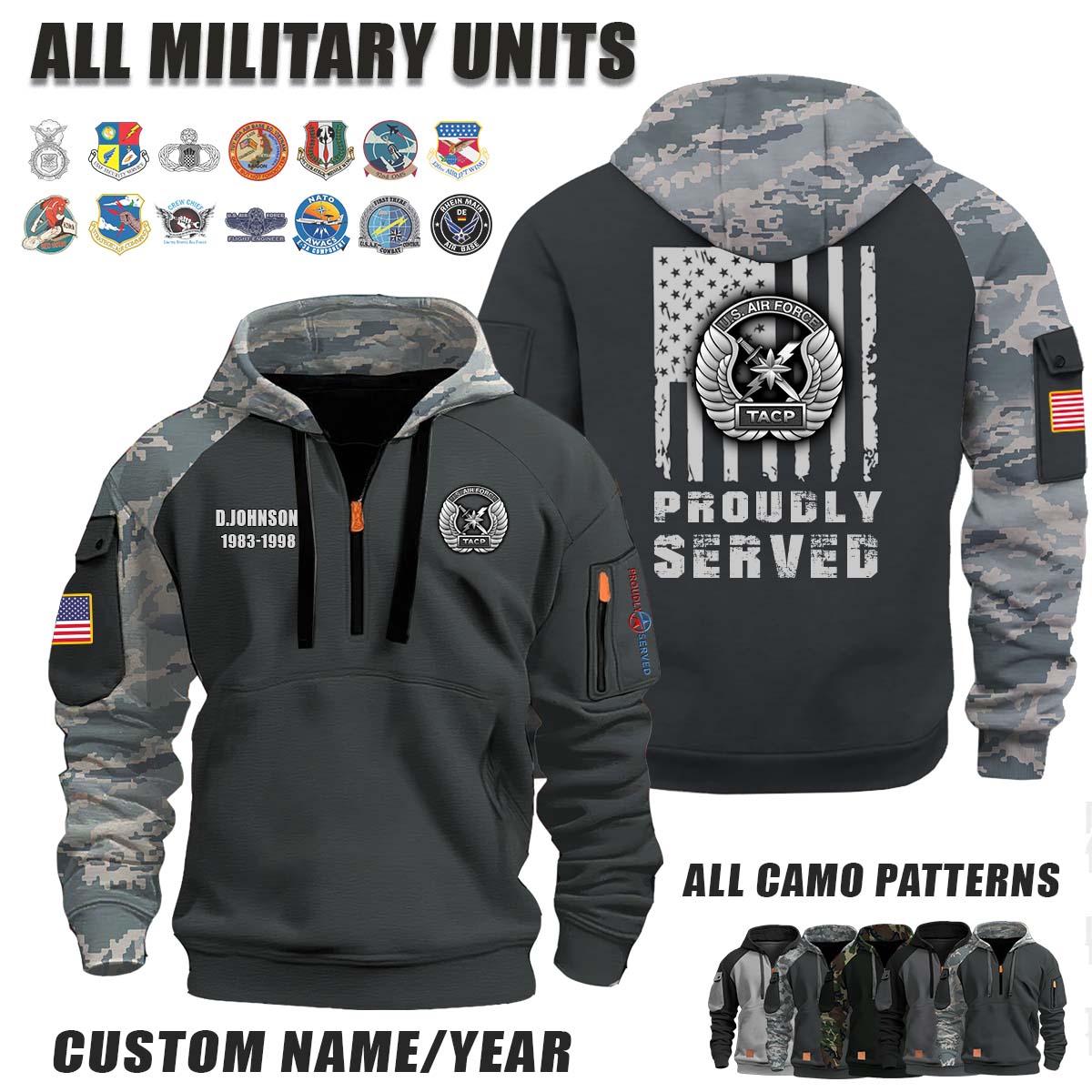USAF Tactical Air Control Party (TACP)_Camo Halfzip Hoodie