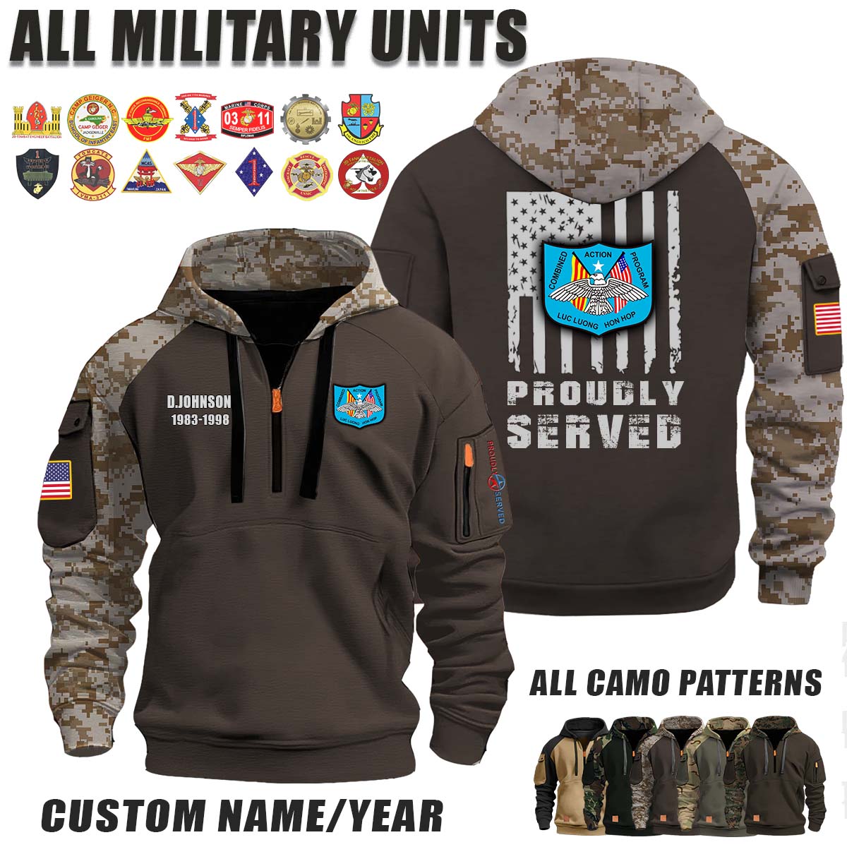 USMC CAP Combined Action Program_Camo Halfzip Hoodie