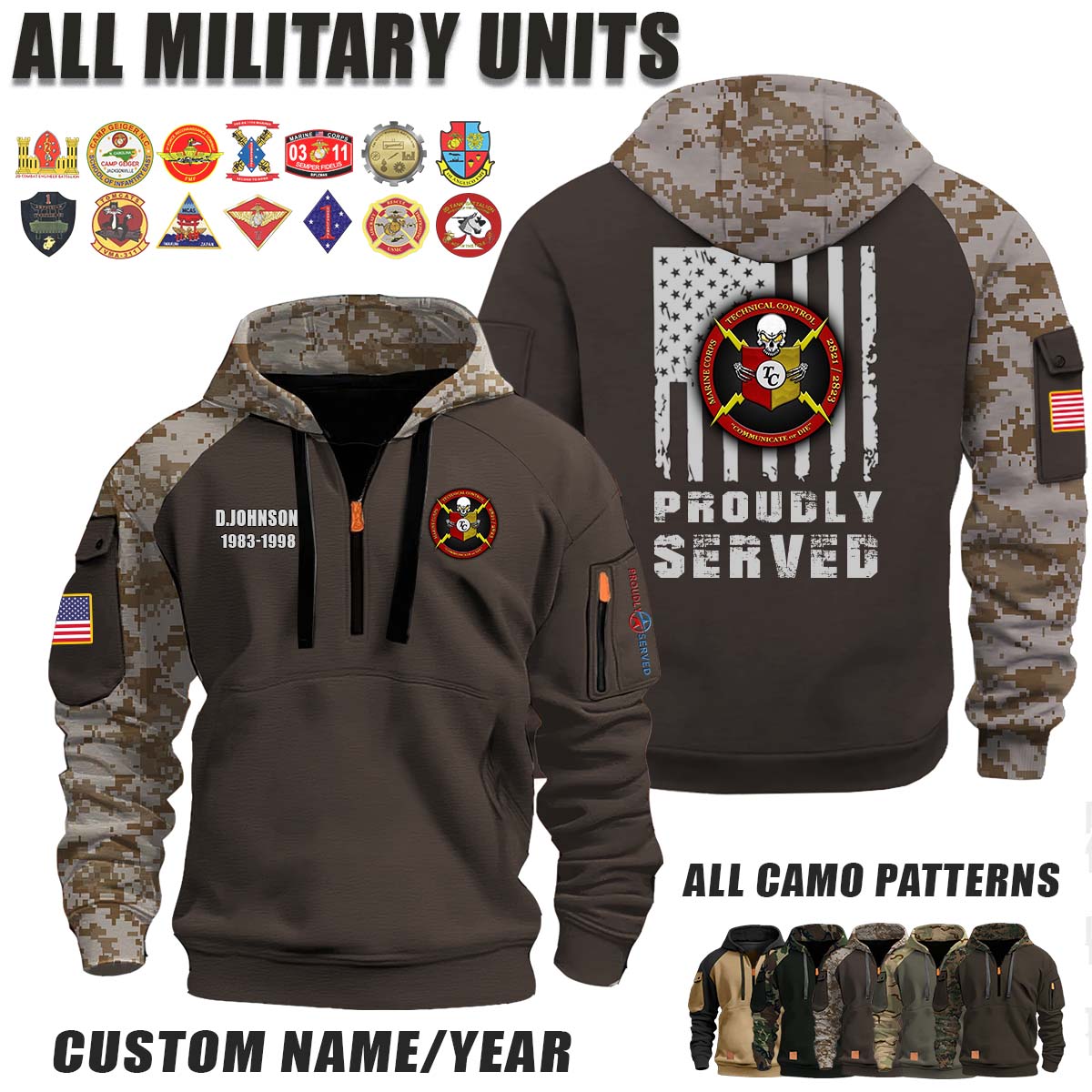 USMC Technical Control_Camo Halfzip Hoodie