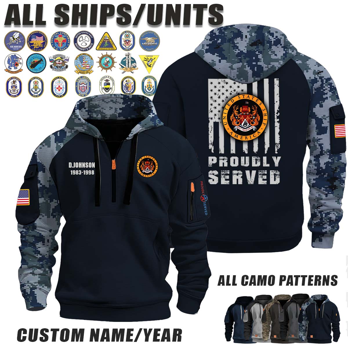 USS America (CVA-66)_Camo Halfzip Hoodie