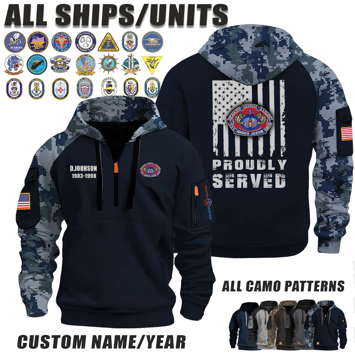 USS Andrew Jackson (SSBN-619)_Camo Halfzip Hoodie