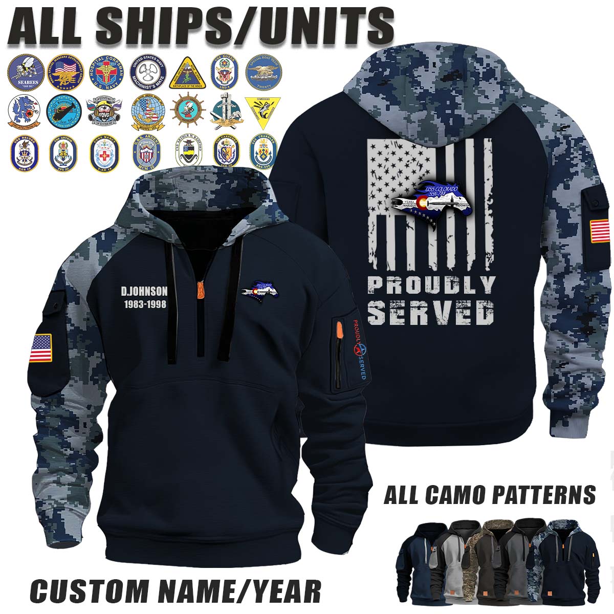USS Colorado (SSN-788)_Camo Halfzip Hoodie