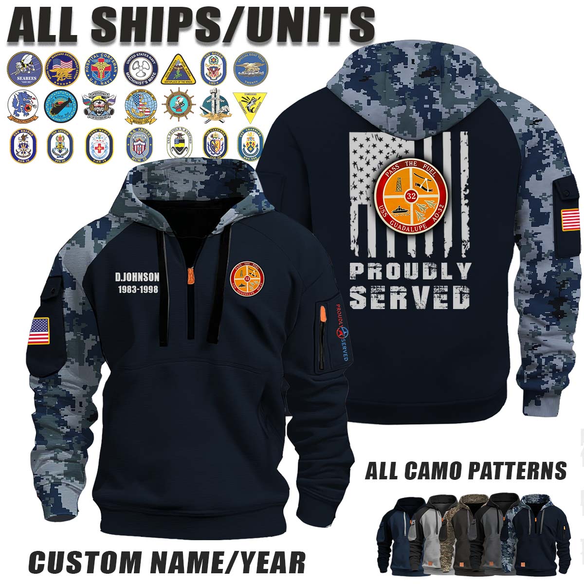 USS Guadalupe (AO-32)_Camo Halfzip Hoodie