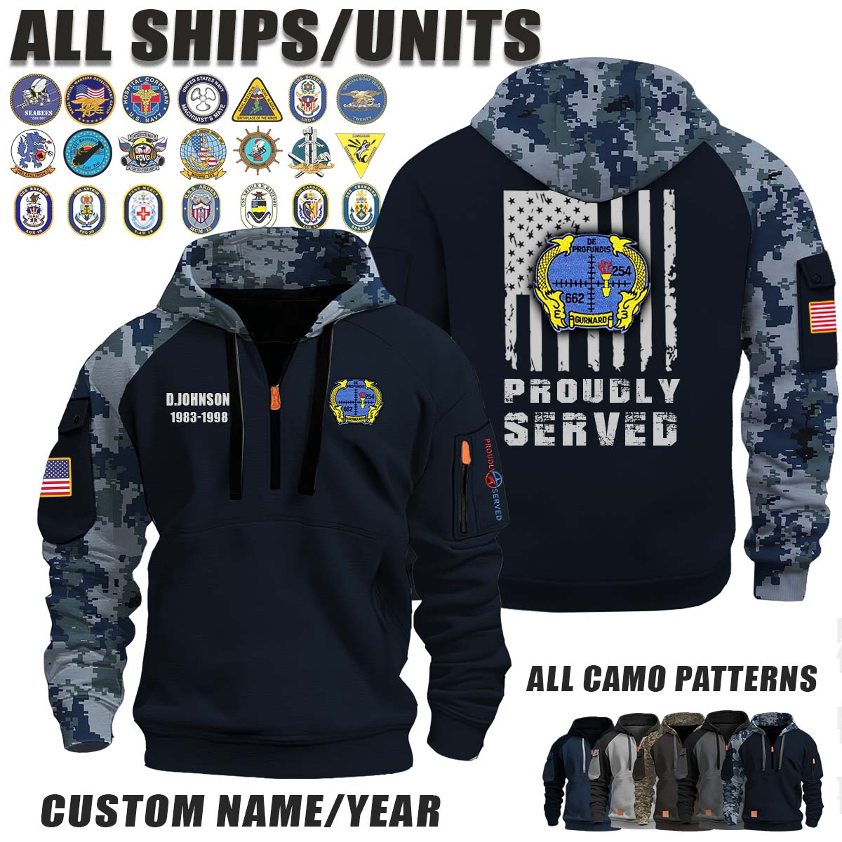 USS GURNARD (SSN-662)_Camo Halfzip Hoodie