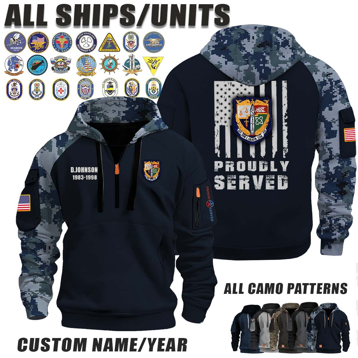 USS John C. Calhoun (SSBN-630)_Camo Halfzip Hoodie