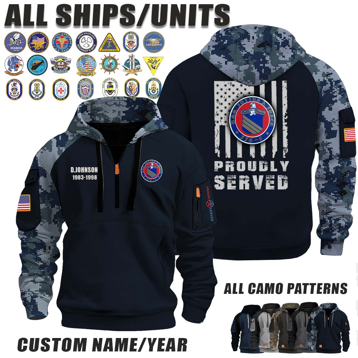 USS Julius A. Furer (FFG-6) _Camo Halfzip Hoodie